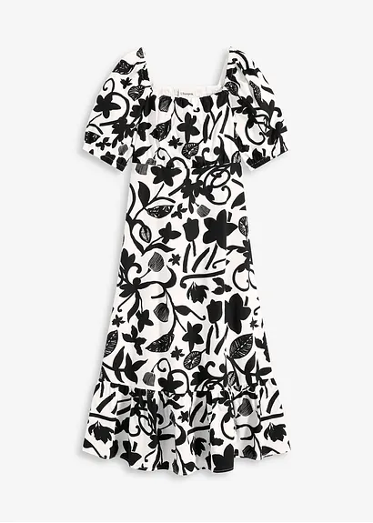Midikleid aus reiner Bio-Baumwolle in schwarz von vorne - bonprix