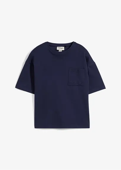 Oversized T-Shirt mit Bio Baumwolle in blau von vorne - bonprix