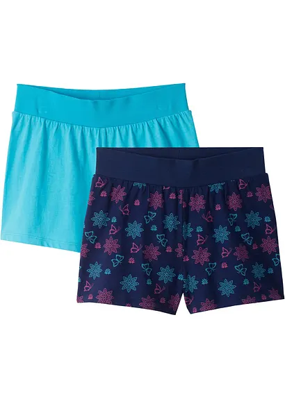 Jersey-Shorts aus reiner Bio-Baumwolle (2er Pack) in blau von vorne - bonprix