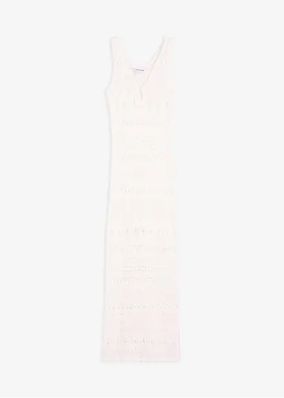 Maxikleid in Häkeloptik in weiß von vorne - bonprix