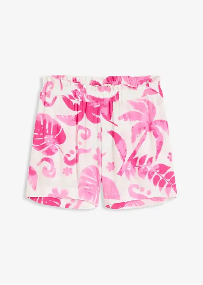bedruckte Shorts aus strukturierter Viskose in weiß von vorne - bonprix