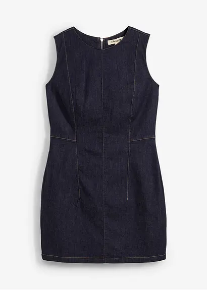 Jeanskleid in blau von vorne - bonprix