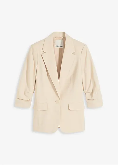 Lockerer 3/4-Arm-Blazer aus Viskose in beige von vorne - bonprix