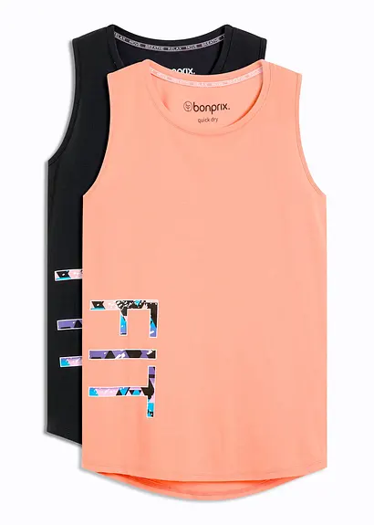 Funktionsshirt (2er Pack), schnelltrocknend in schwarz von vorne - bonprix