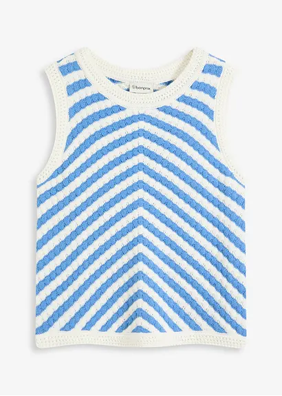Stricktop in blau von vorne - bonprix