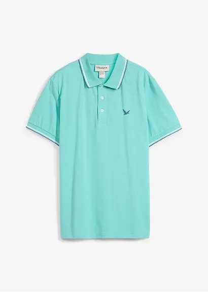 Piqué-Poloshirt aus reiner Bio-Baumwolle in grün von vorne - bonprix