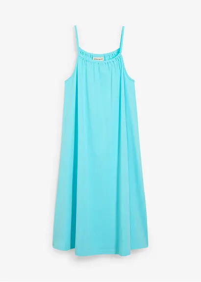 Jerseykleid aus reiner Bio-Baumwolle in blau von vorne - bonprix
