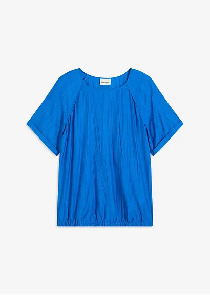 Kurzarmbluse aus softem Viskose-Mix in blau von vorne - bonprix