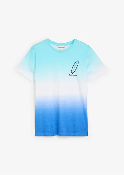 T-Shirt mit Farbverlauf aus Bio Baumwolle in blau von vorne - bonprix