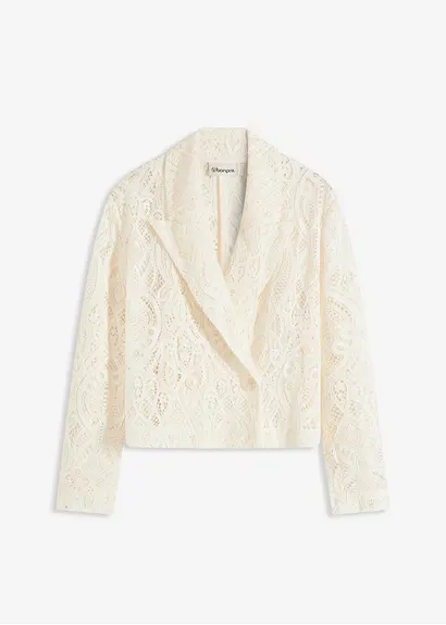 Blazer aus Spitze in beige von vorne - bonprix