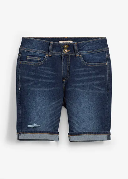 Jeans Bermuda Mid Waist in blau von vorne - bonprix