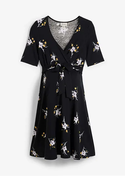 Umstands- und Stillkleid aus weicher Viskose in schwarz von vorne - bonprix