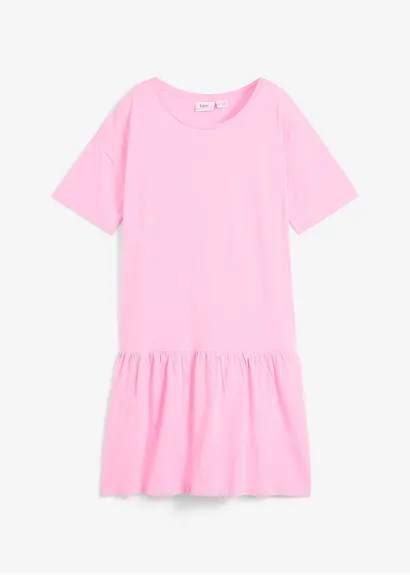 Jerseykleid aus Bio-Baumwolle in rosa von vorne - bonprix