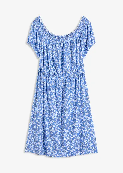 Carmen-Kleid in blau von vorne - bonprix