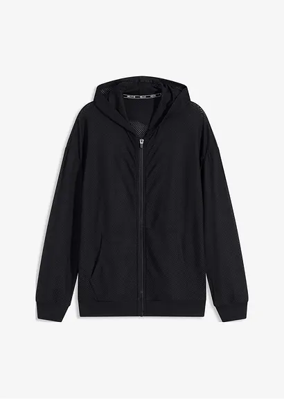 Transparente Sportjacke aus Mesh, oversized in schwarz von vorne - bonprix