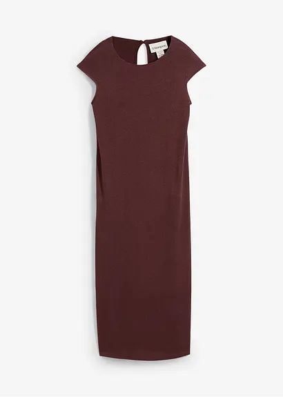 Midikleid in Strickoptik in braun von vorne - bonprix