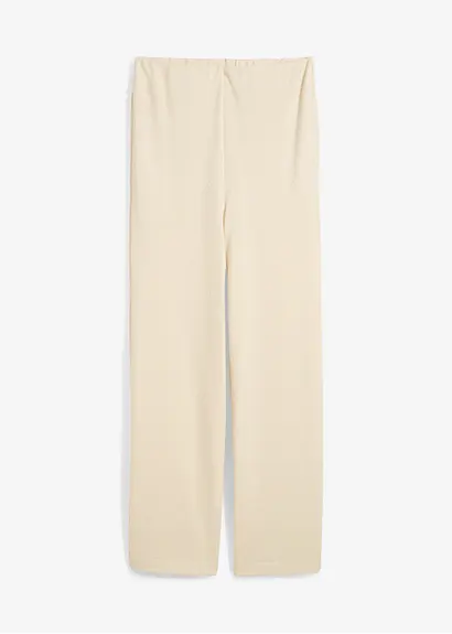 Palazzo-Hose in Strickoptik in beige von vorne - bonprix