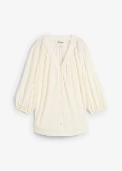 Oversize-Bluse aus softem Viskose-Mix in weiß von vorne - bonprix