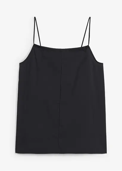 Ausgestelltes Spaghettiträger-Top in schwarz von vorne - bonprix