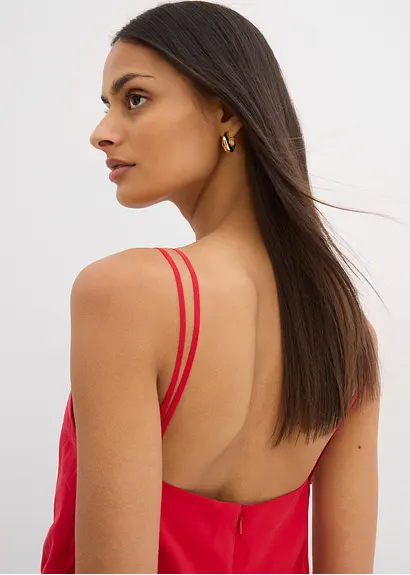 Jumpsuit mit verstellbaren Trägern aus Viskose-Mix in rot (Detailaufnahme) - bonprix