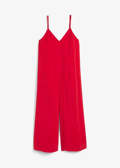Jumpsuit mit verstellbaren Trägern aus Viskose-Mix in rot von vorne - bonprix