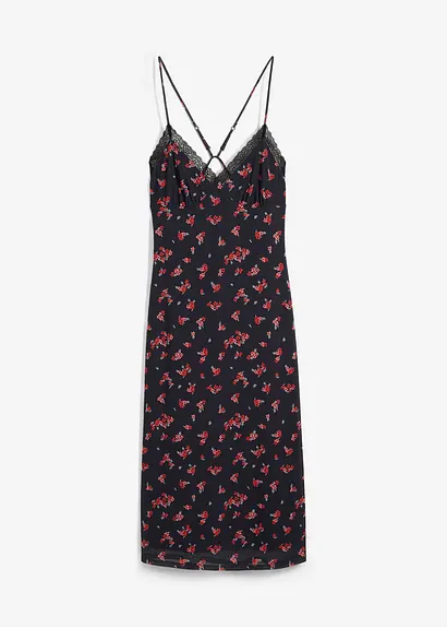 Midikleid aus Mesh in schwarz von vorne - bonprix