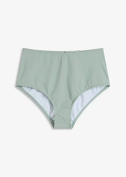 Highwaist-Bikinihose mit verstellbarem Bund in grau von vorne - bonprix