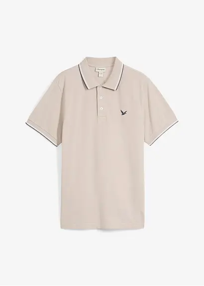 Piqué-Poloshirt aus reiner Bio-Baumwolle in grau von vorne - bonprix