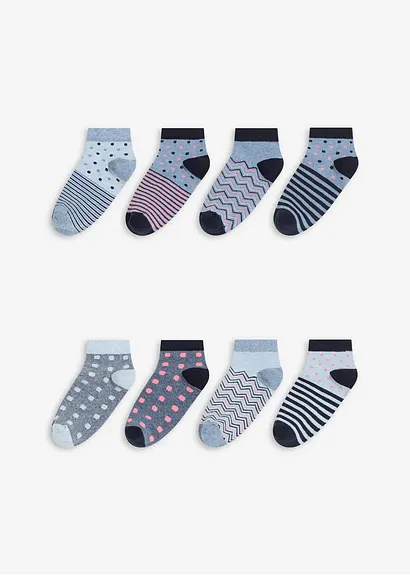 Kurzsocken mit Bio-Baumwolle (8er Pack) in blau von vorne - bonprix