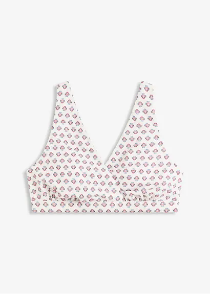 Bustier-Bikinioberteil mit V-Ausschnitt in weiß von vorne - bonprix