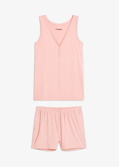 Shorty aus weicher Rippe in rosa von vorne - bonprix