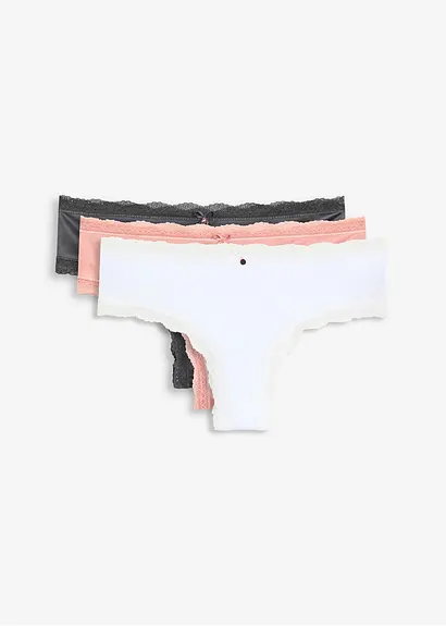 (3er Pack) Brazilslip mit Glanzeffekt in grau von vorne - bonprix