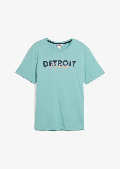 T-Shirt aus reiner Bio-Baumwolle in grün von vorne - bonprix