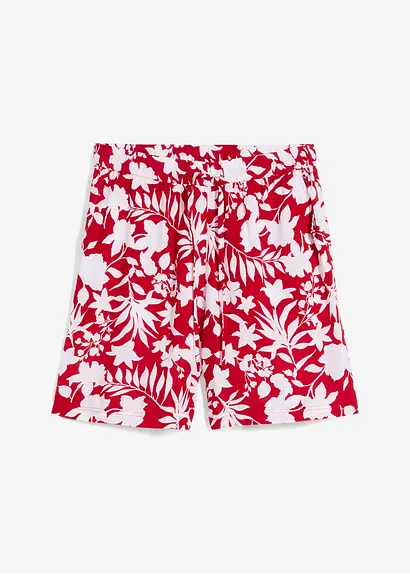 Weite Viskose Shorts mit High-Waist-Bequembund in rot von vorne - bonprix