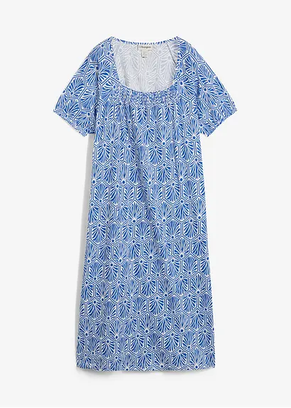Jerseykleid aus Bio-Baumwolle in blau von vorne - bonprix