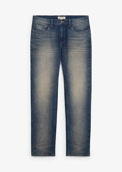 Regular Fit Stretch-Jeans, Straight in blau von vorne - bonprix