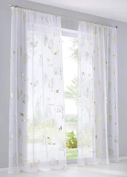 Gardine mit Glanz Druck (1er Pack) in gold - bonprix