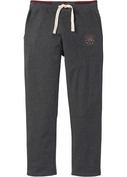 Jogginghose aus reiner Baumwolle mit sportiven Details in grau von vorne - bonprix