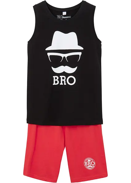 Tanktop und kurze Hose (2-tlg.Set) aus Bio Baumwolle in schwarz von vorne - bonprix
