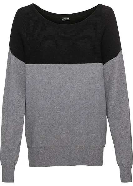Oversize-Pullover in schwarz von vorne - bonprix