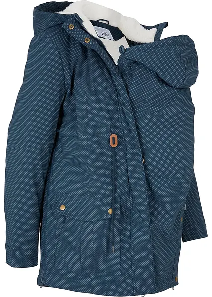 3-in-1 kuschelig gefütterte Umstands- und Tragejacke in blau von der Seite - bonprix
