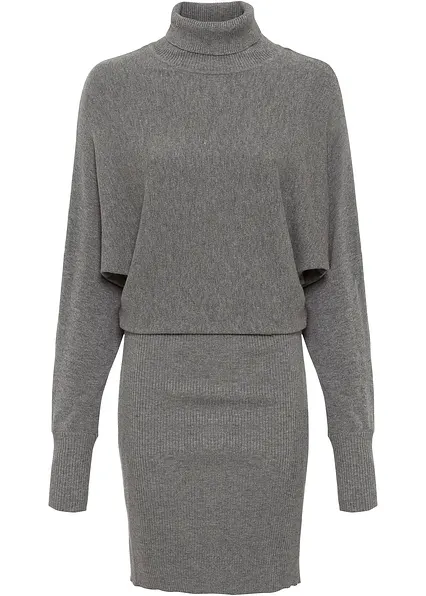 Strickkleid aus Viskose-Mix in grau von vorne - bonprix