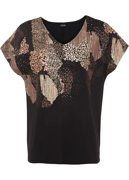 Shirt aus Viskose-Mix in schwarz von vorne - bonprix