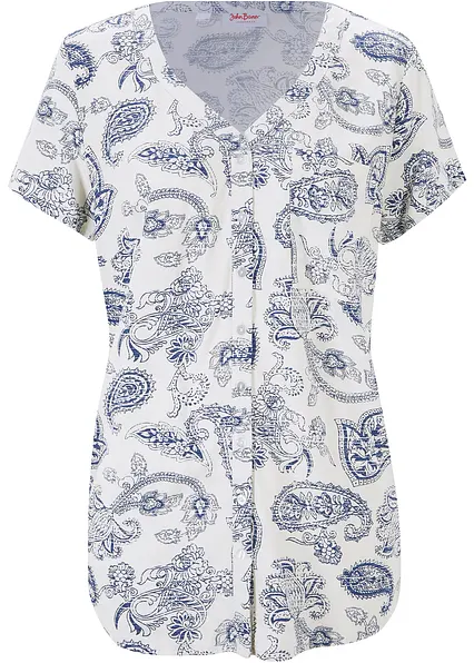 Bluse, Kurzarm in weiß von vorne - bonprix