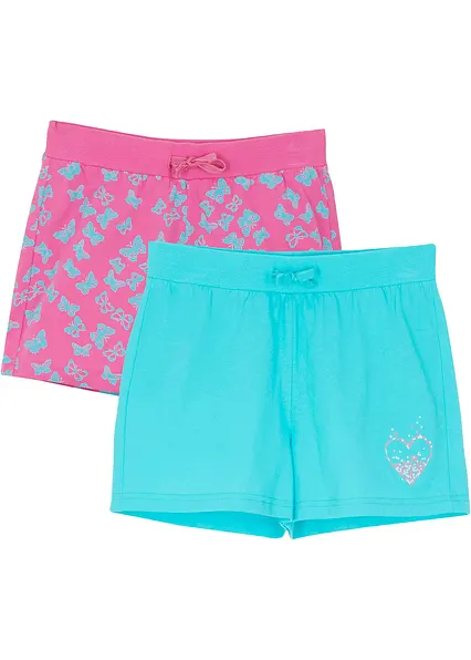 Shorts aus reiner Bio-Baumwolle (2er-Pack) in blau - bonprix