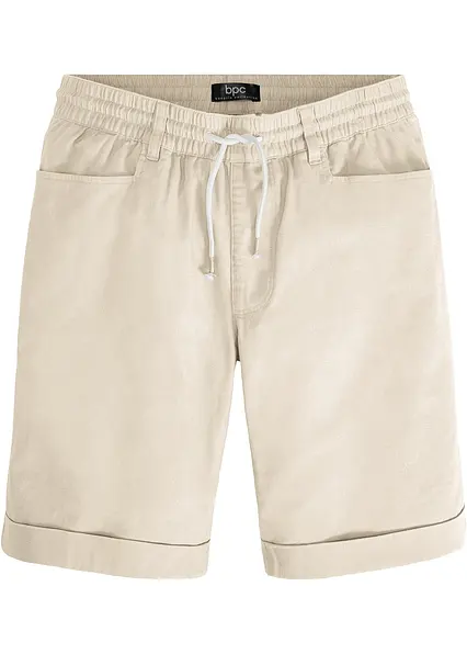 Regular Fit Schlupf-Bermuda aus luftigem Leinen-Mix in beige von vorne - bonprix