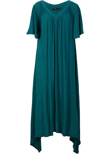 Kaftan-Kleid aus Kreppware in petrol von vorne - bonprix