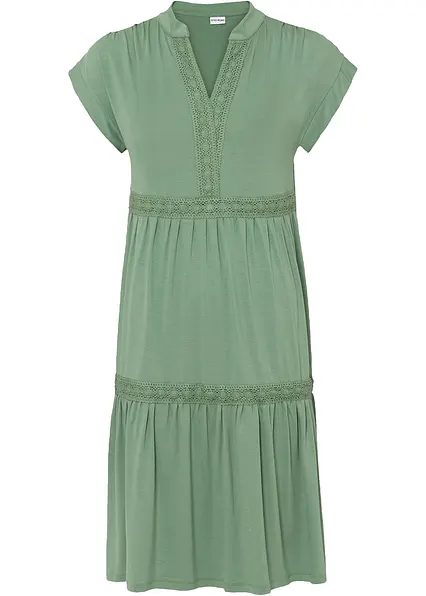 Tunika-Kleid aus softem Viskose-Mix in grün von vorne - bonprix