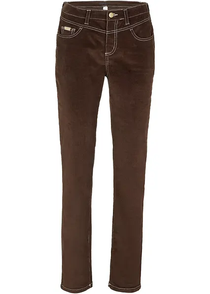 Slim Fit Stretch-Cordhose in braun von vorne - bonprix