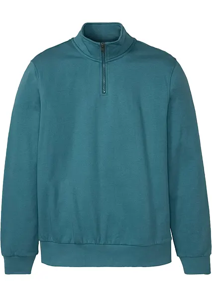 Sweatshirt mit Troyerkragen in petrol von vorne - bonprix